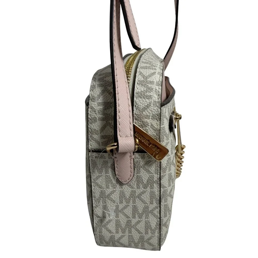 Michael Kors Jet Set East West Large Logo Powder Blush Multi Color Crossbody Ba